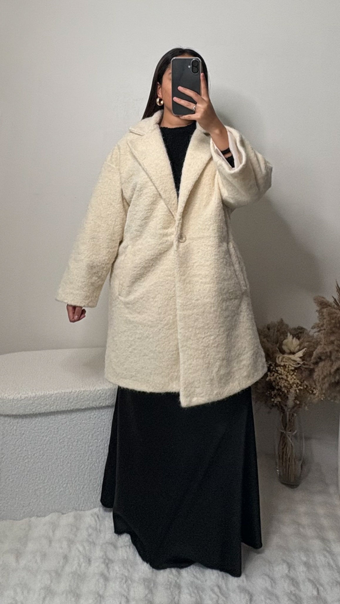 Manteau mi-long bouclé